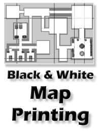 black and white map printing service